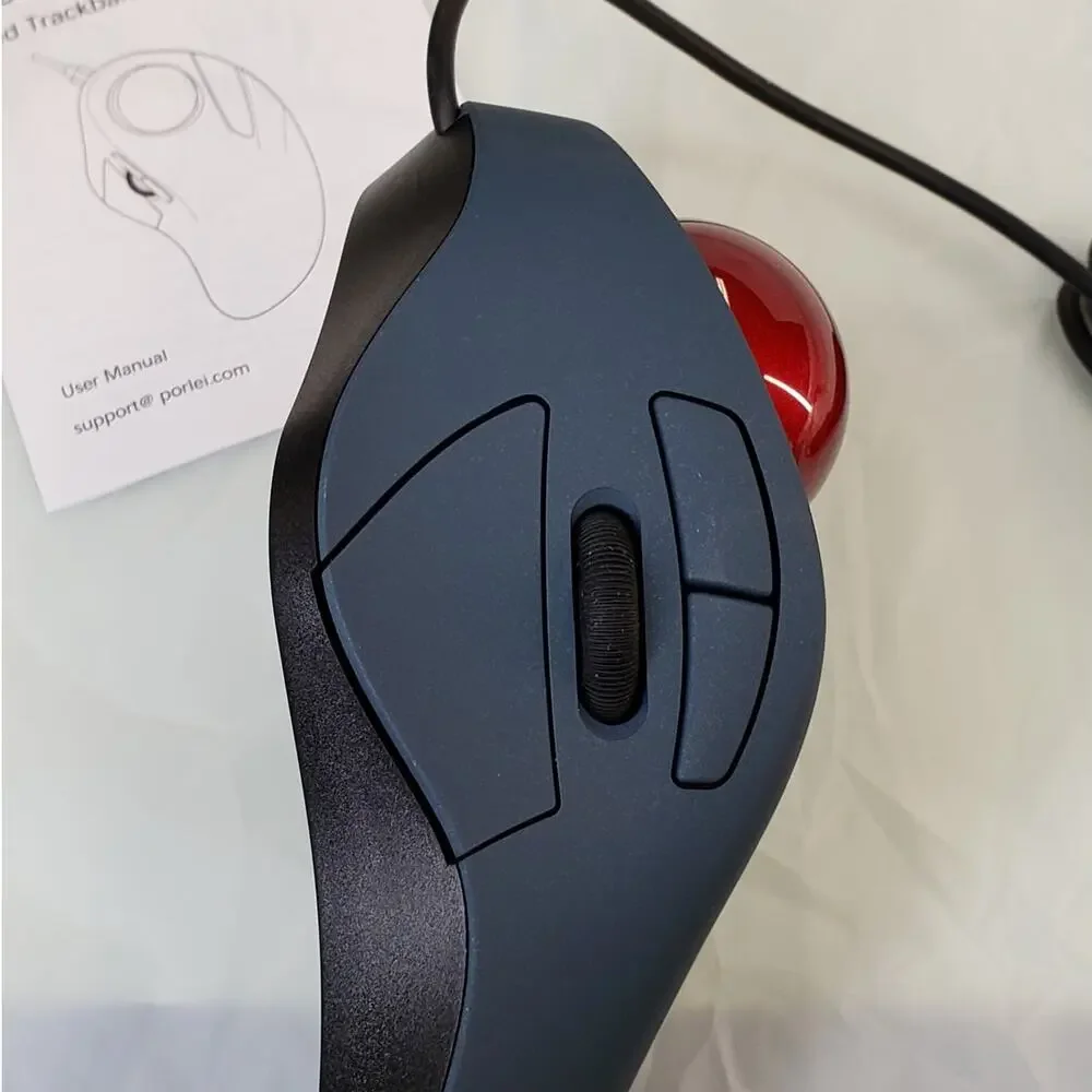 PORLEI TM552 Wired Trackball Mouse Large Hands, Ergonomic Design Reduces Wrist